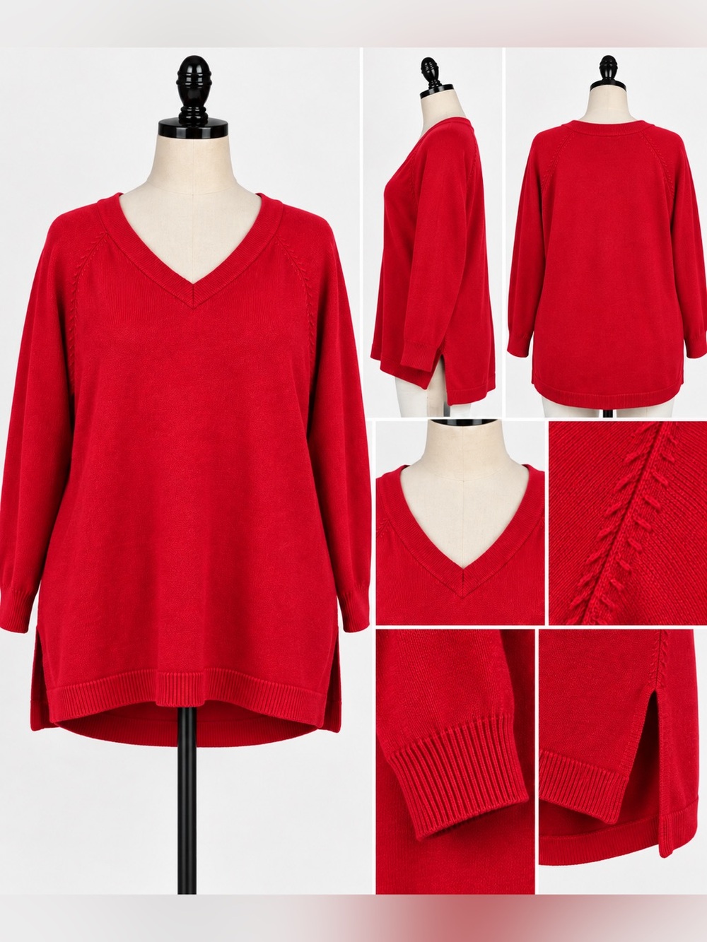 Lane Bryant Red V-Neck High-Low Sweater — Size 18/20